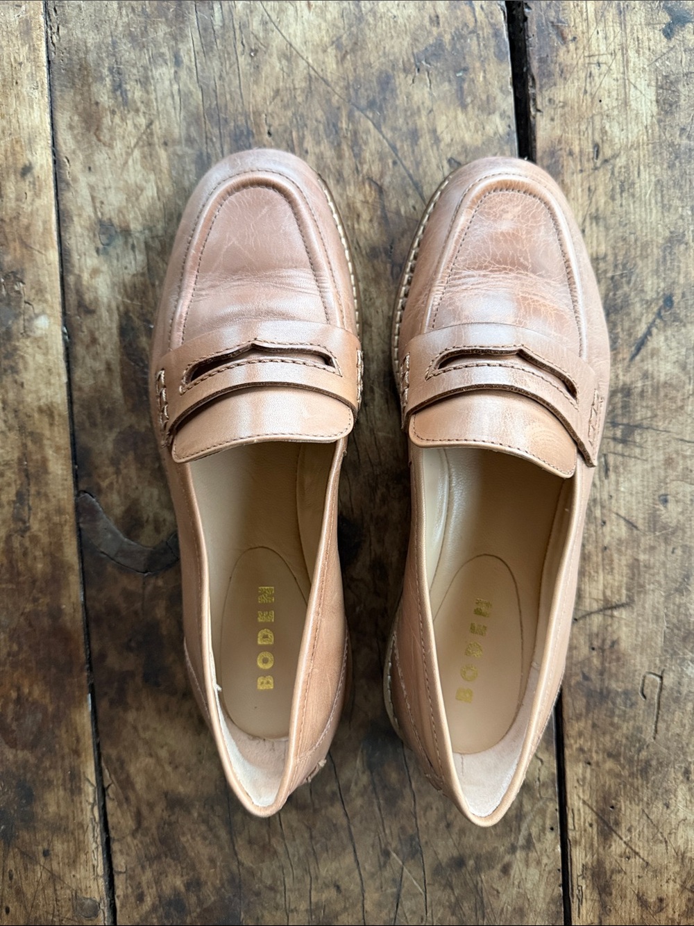 Boden Tan Nya Leather Penny Loafers